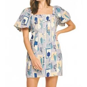 NEW DOS FEMMES contrast pipe button down dress in slate